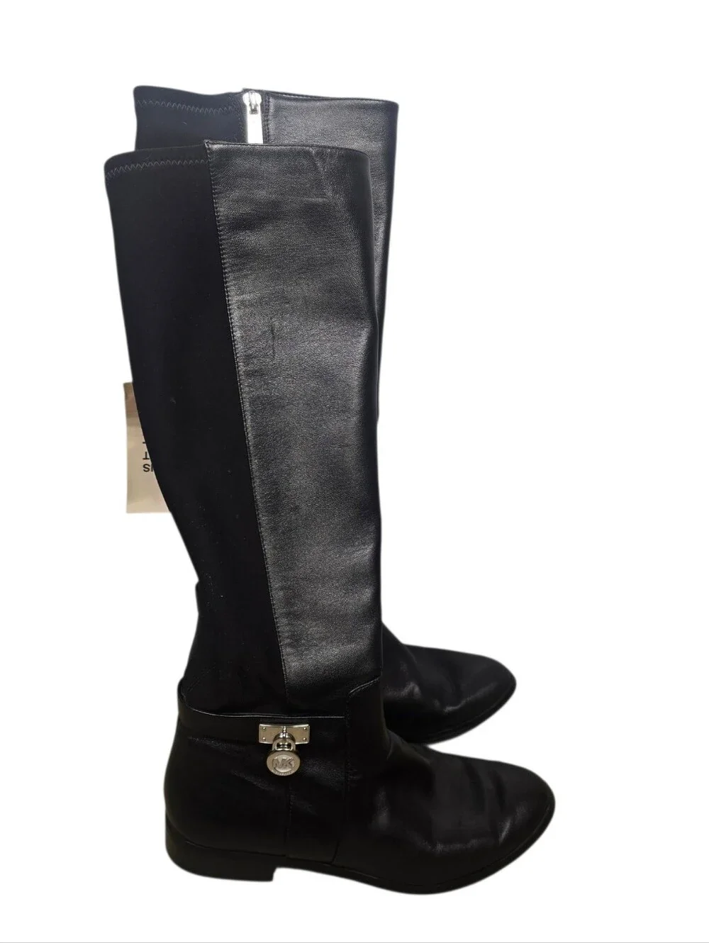 MICHAEL KORS Hamilton Stretch Black Leather Boots Knee High Riding Zip Size 6M